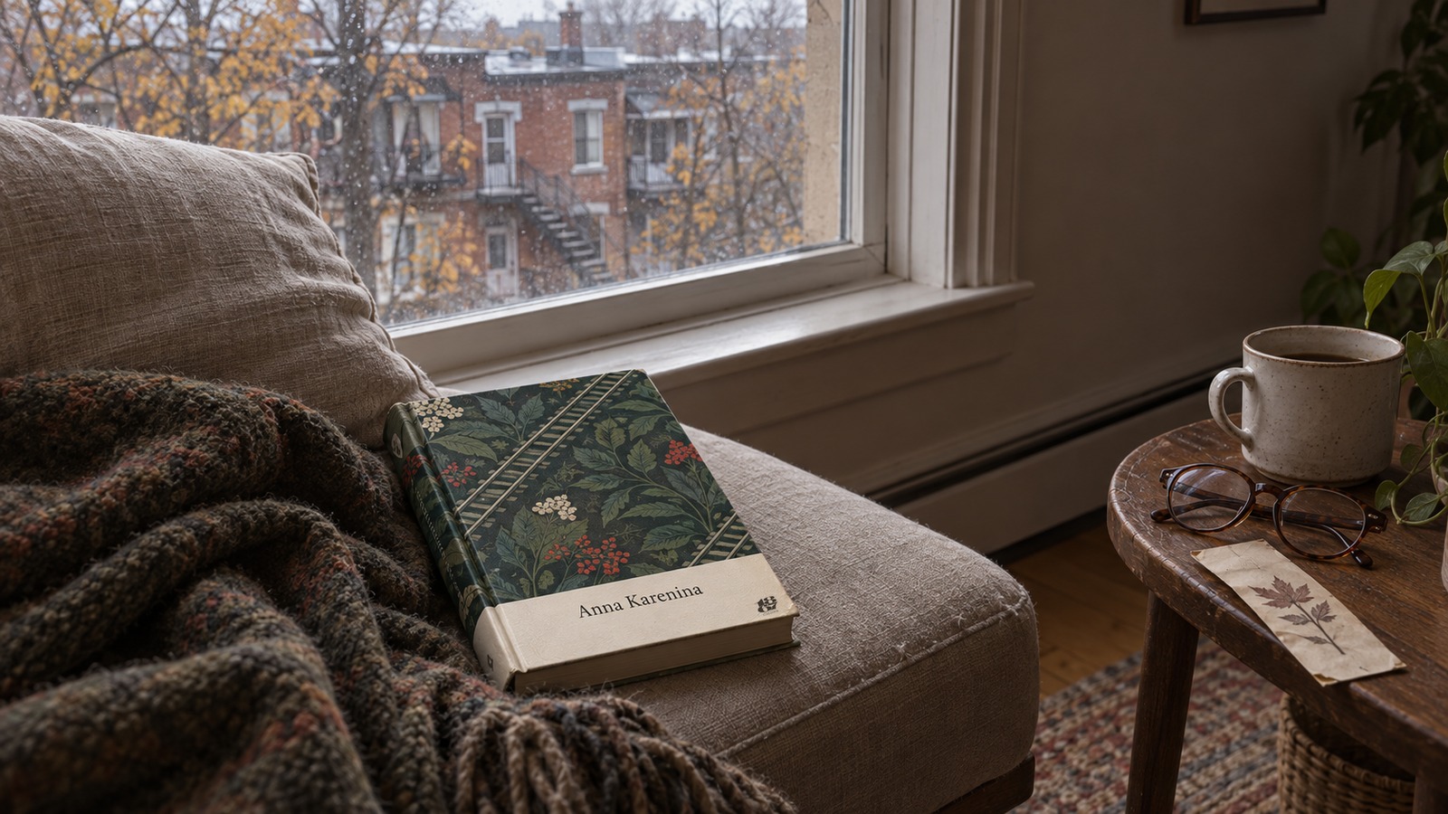 A book resting on a window seat